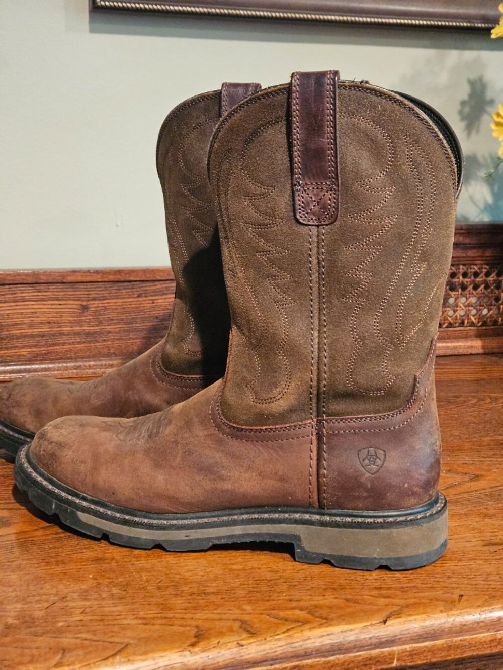Ariat Groundbreaker Pull-On Western Work Boots Brown Leather Men’s Size 9D - Picture 3 of 12